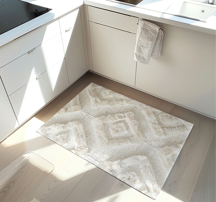 diamond pattern white  vinyl rug - TenStickers