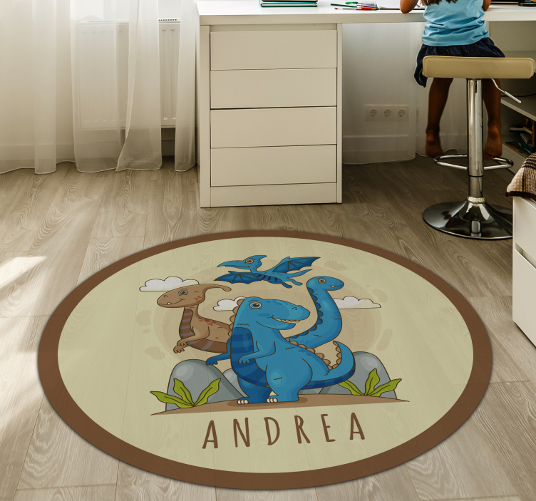 Dinosaur Circle Composition custom vinyl rug - TenStickers