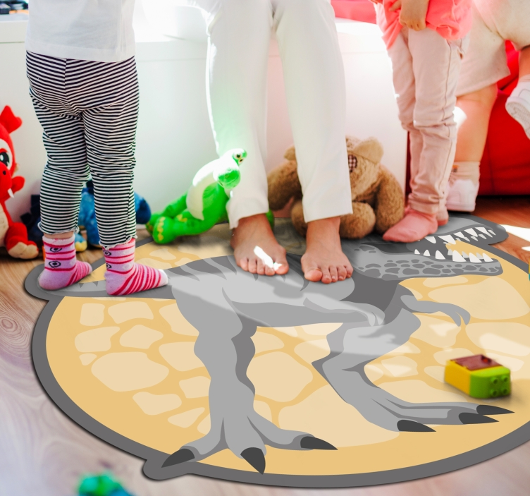 Dinosaur Circular Design kids vinyl rug - TenStickers