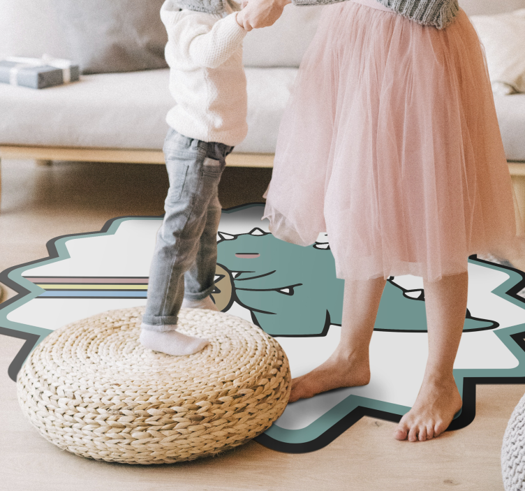 Dinosaur rainbow breath kids vinyl rug - TenStickers