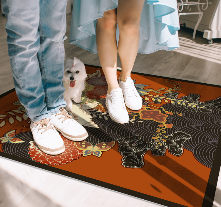 Elaborate Botanical Element floral vinyl rug - TenStickers