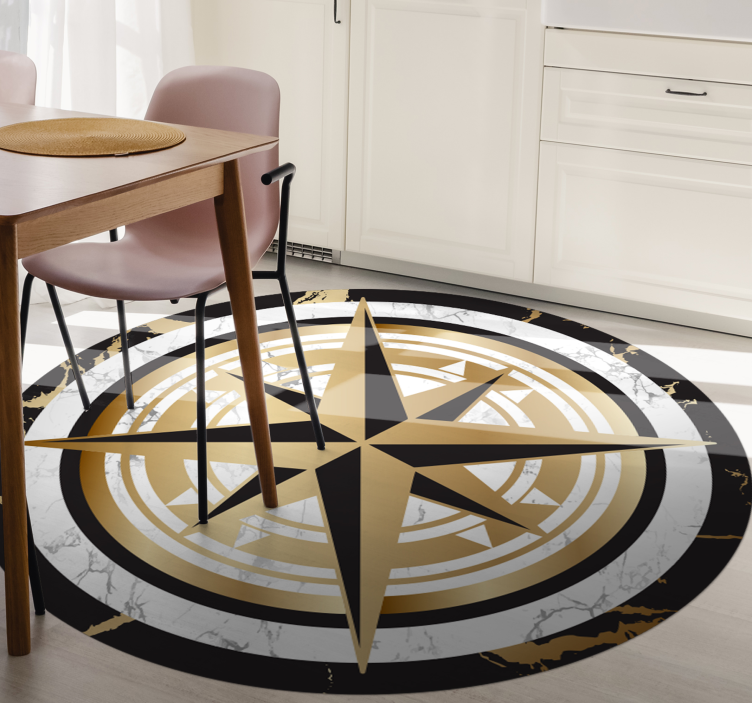 Elegant compass motif kitchen vinyl rug - TenStickers