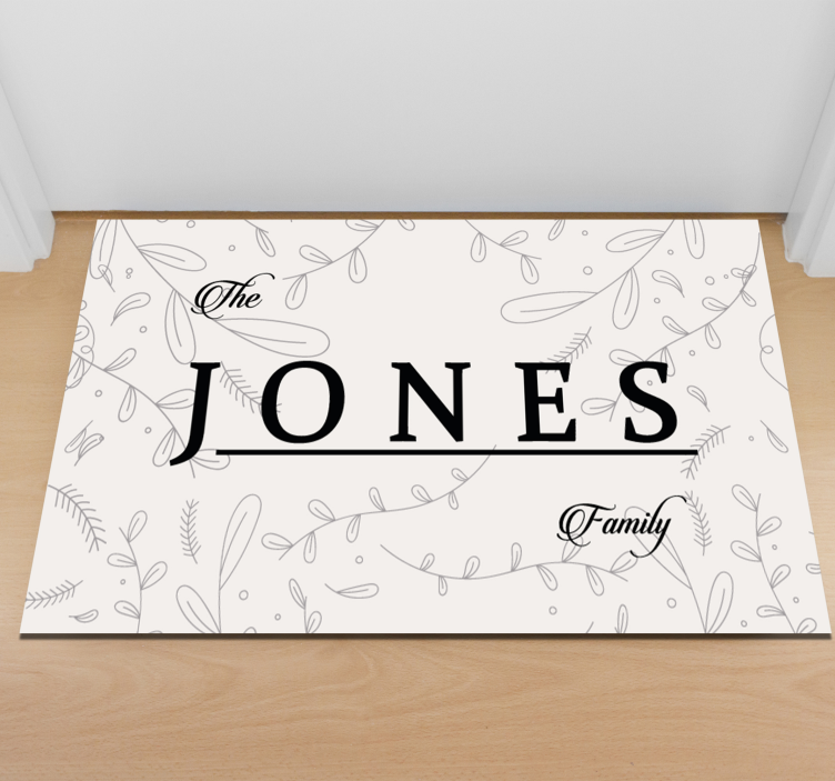 Elegant family name entrance hall vinyl rug - TenStickers