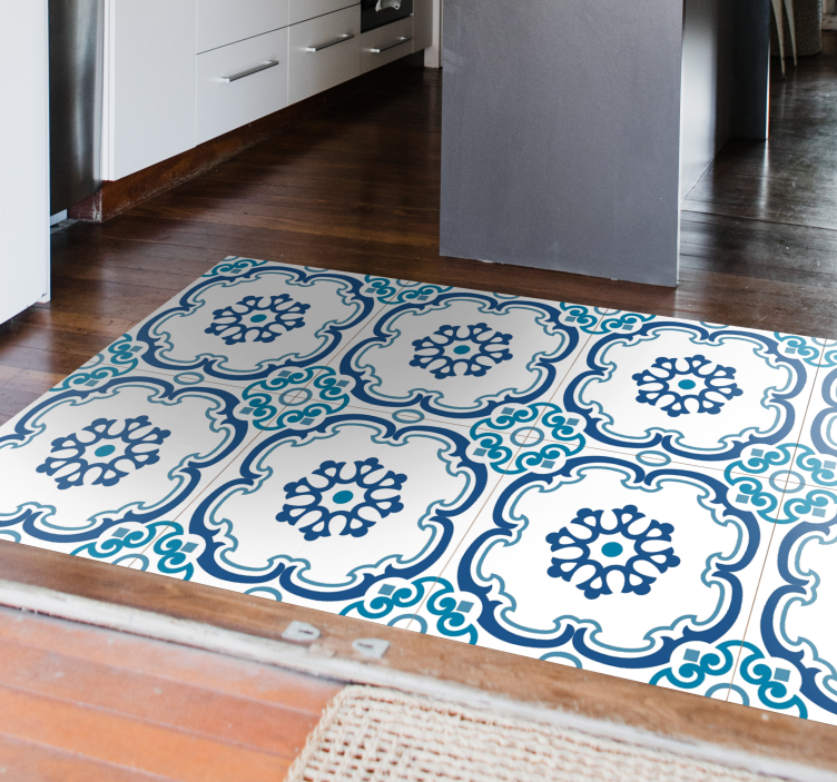 Elegant Floral Motifs marble vinyl rug - TenStickers