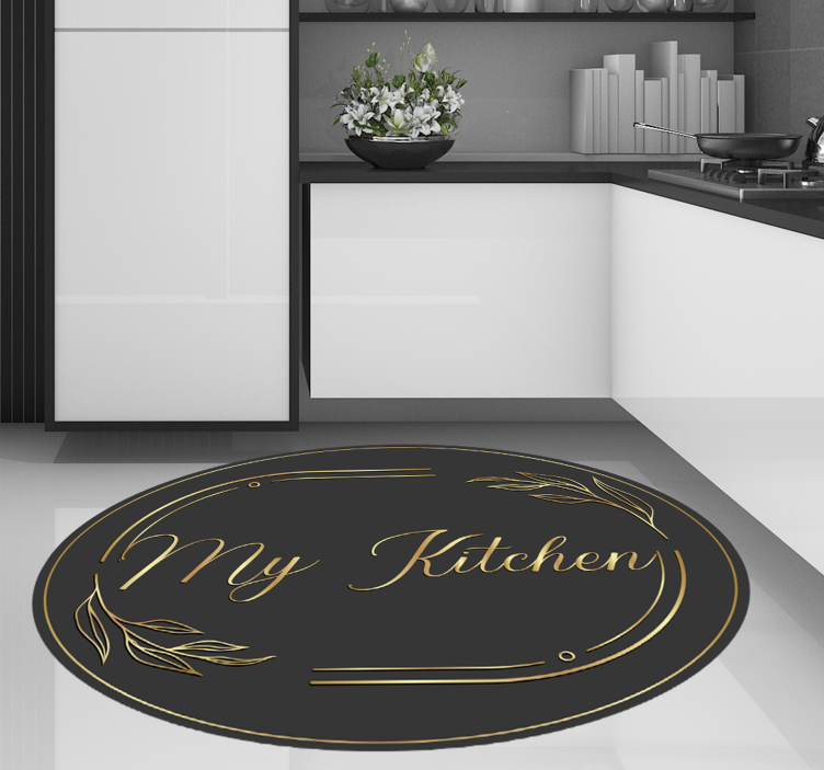 Kitchen vinyl rug my kitchen golden style - TenStickers