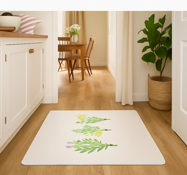 Elegant simple flowers kitchen vinyl rug - TenStickers