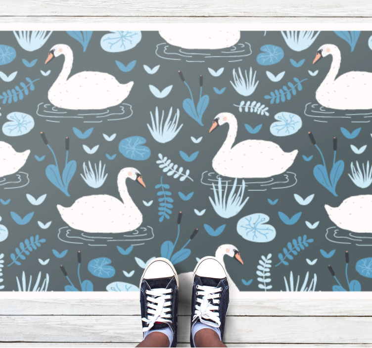Elegant Swan Pattern nature vinyl rug - TenStickers