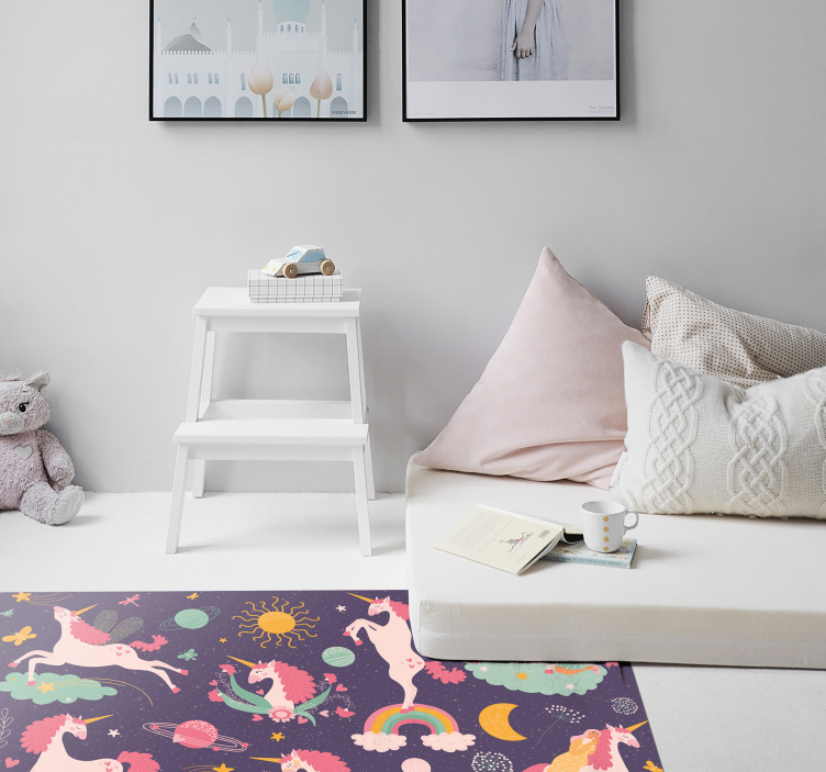 Enchanted Unicorns kids vinyl rug - TenStickers