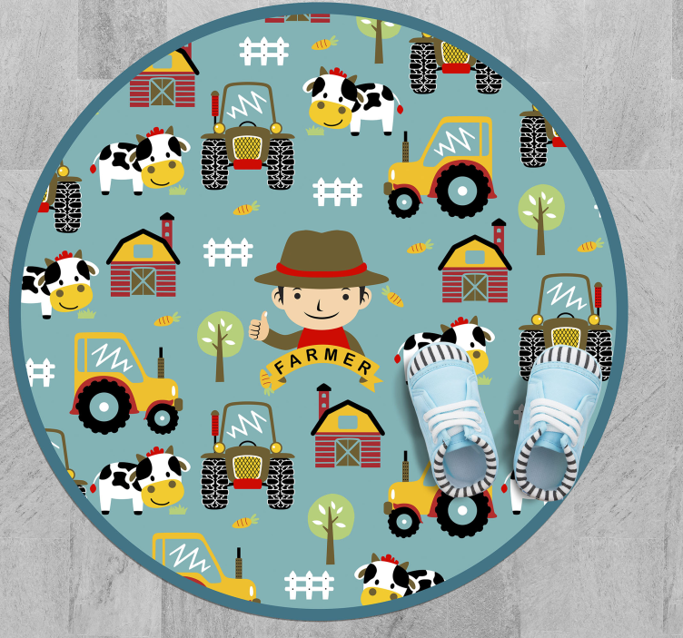 Farmer Fun Pattern kids vinyl rug - TenStickers