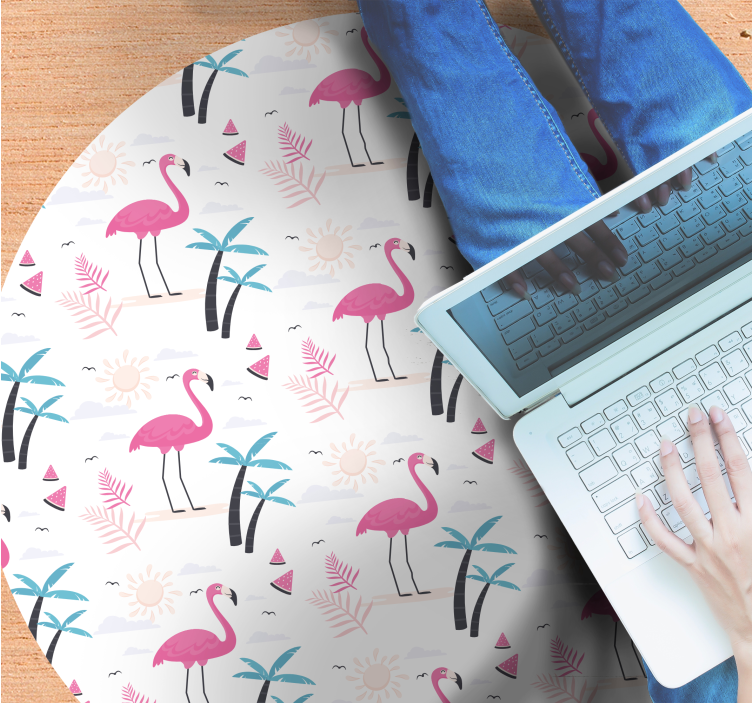 Flamingo tropical scene teen vinyl rug - TenStickers