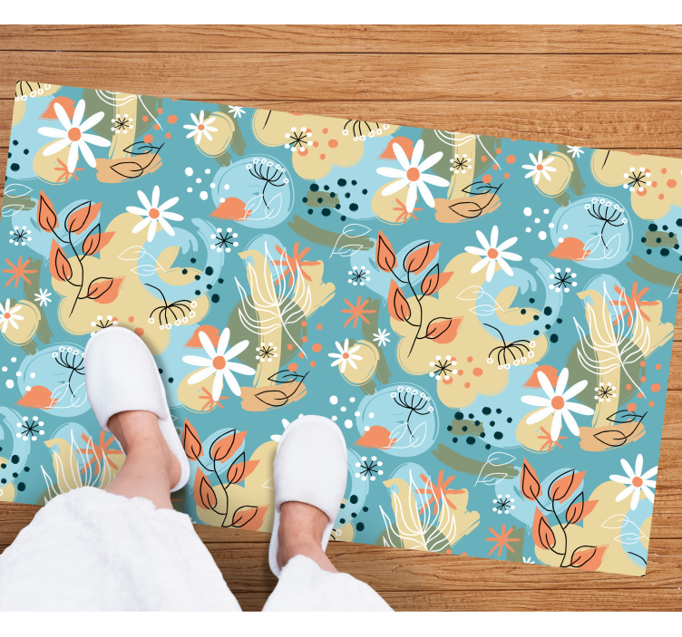 Floral abstract patterns floral vinyl rug - TenStickers