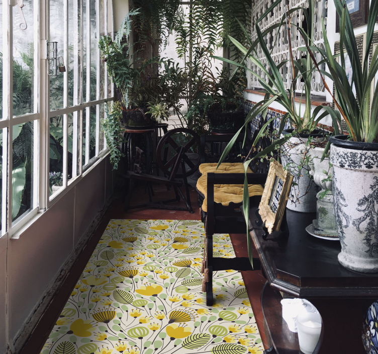 Floral Botanic Pattern floral vinyl rug - TenStickers