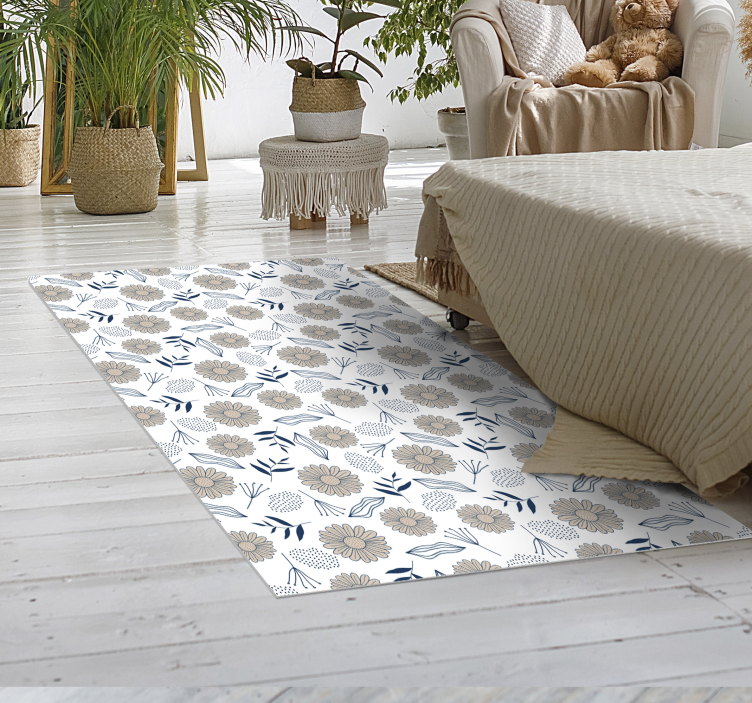 Floral Botanical Motif floral vinyl rug - TenStickers