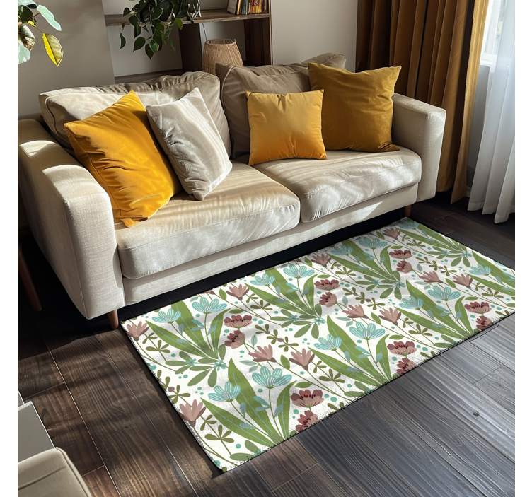 Floral Botanical Pattern floral rug - TenStickers