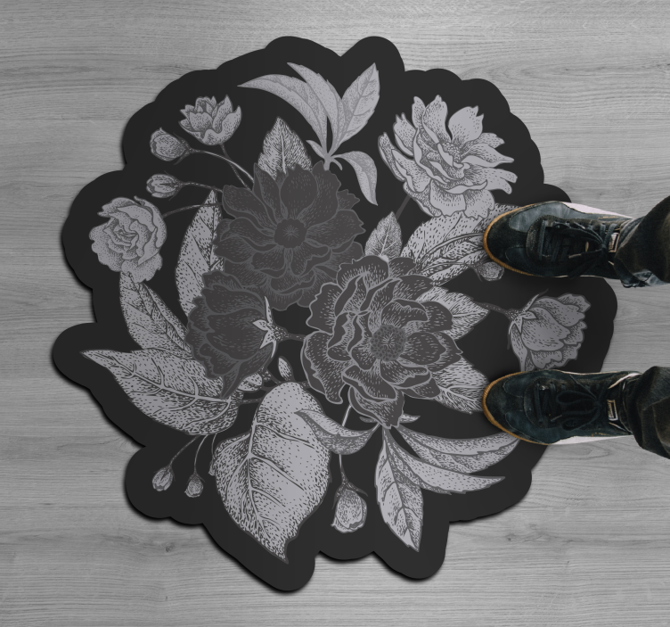 Floral Contour Display floral vinyl rug - TenStickers