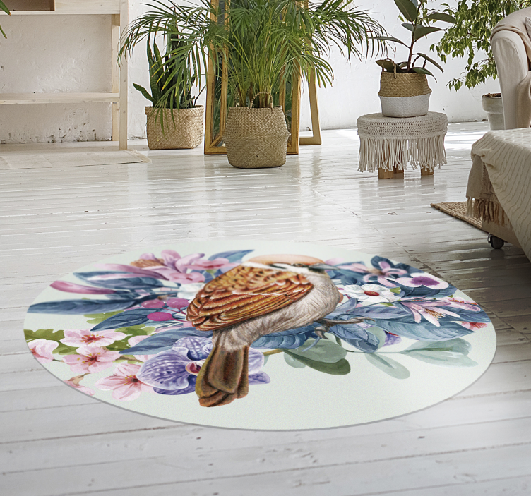 Floral Fauna Display floral vinyl rug - TenStickers
