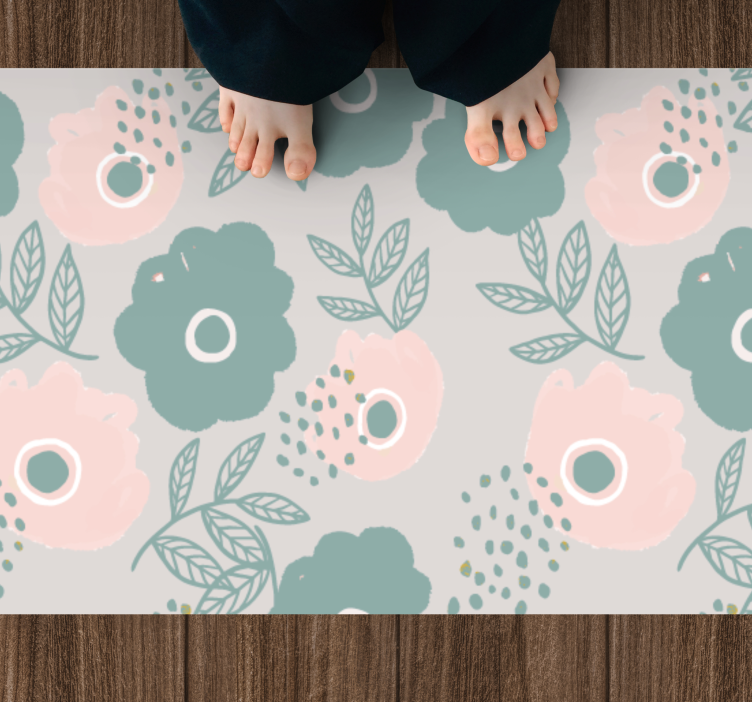 Floral leaf element floral vinyl rug - TenStickers