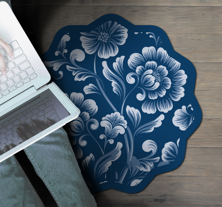 Floral Motif Accent floral vinyl rug - TenStickers