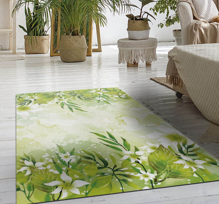 amazing floral motifs vinyl bedroom rug - TenStickers