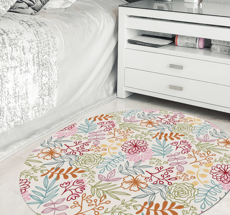 Floral Pastel Palette floral vinyl rug - TenStickers