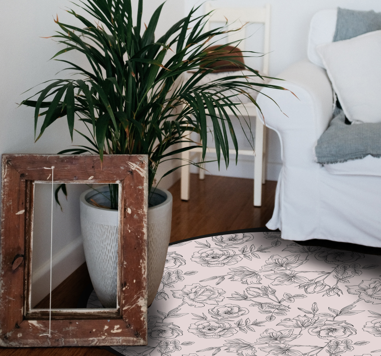 Floral Pattern Circle floral vinyl rug - TenStickers