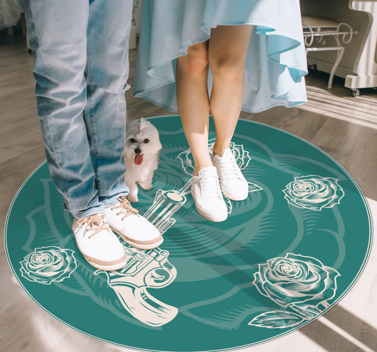 Floral Revolver floral vinyl rug - TenStickers