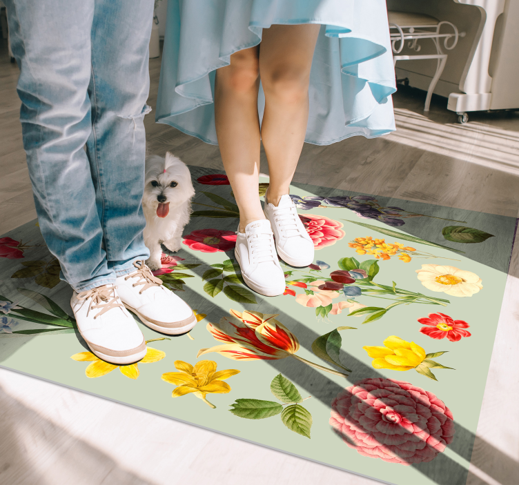 Floral vinyl rug floral botanical collection - TenStickers