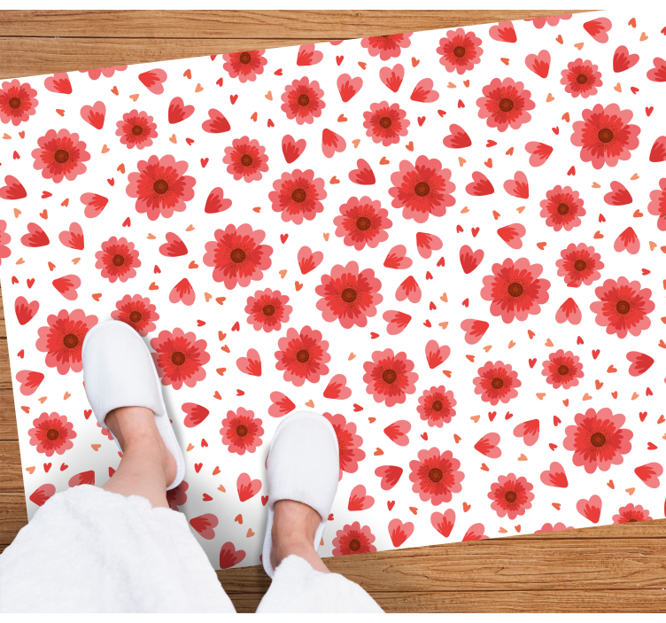 Floral vinyl rug in floral heart pattern - TenStickers