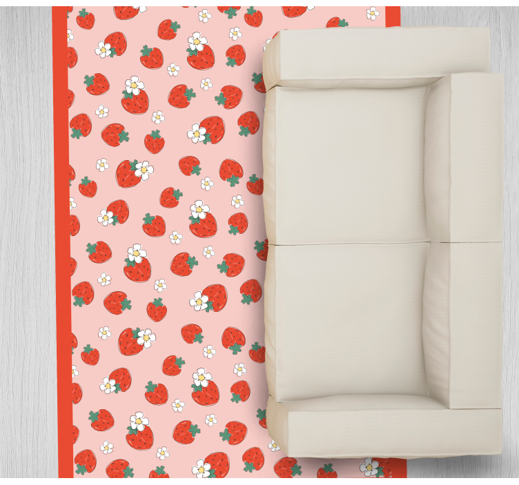 Floral vinyl rug strawberry floral design - TenStickers