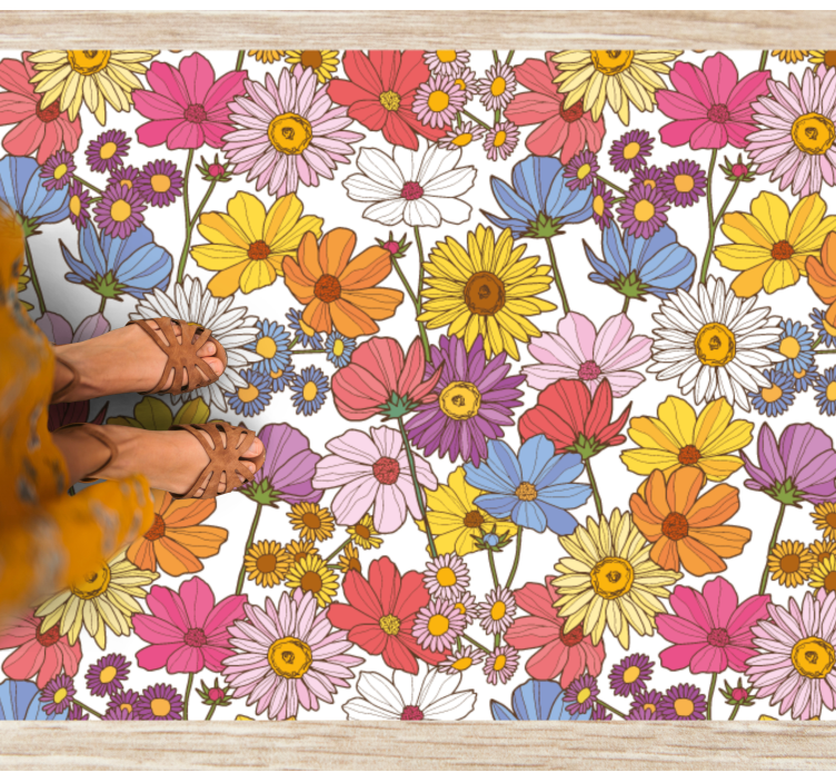 Floral vinyl rug vibrant floral arrangement - TenStickers