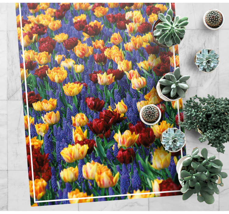 Floral vinyl rug with tulip garden design - TenStickers