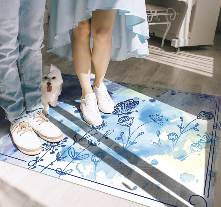 Floral Watercolor Elegance floral vinyl rug - TenStickers