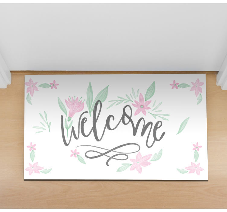 floral welcome concept entrance hall tiles - TenStickers