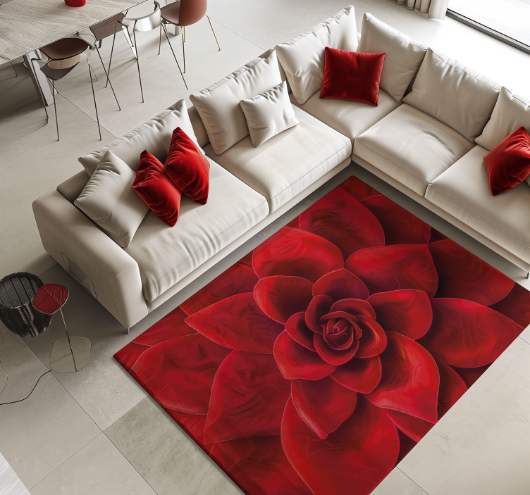 Flower petal design red vinyl rug - TenStickers