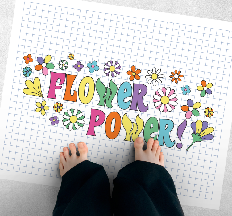 Flower Power Design floral vinyl rug - TenStickers