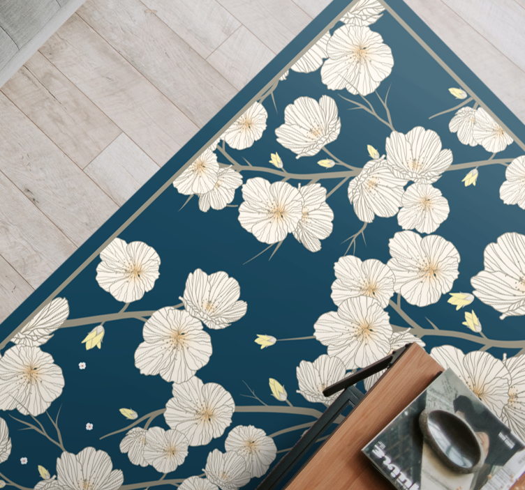 Flowers and branches nature vinyl rug - TenStickers