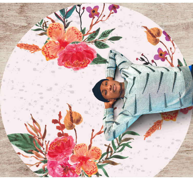 Flowers in texture effect floral rug - TenStickers