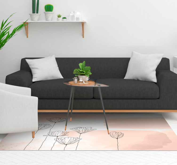 Flowers line vinyl floral rug - TenStickers