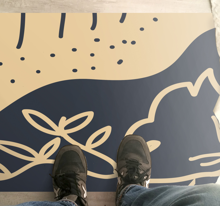 Nature vinyl rug with beige leafy design - TenStickers