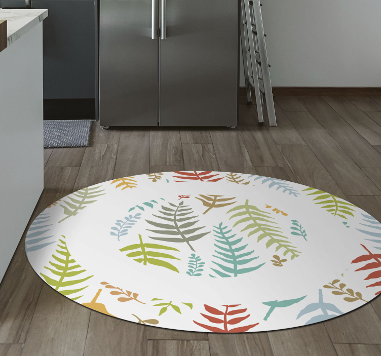 White foliage design nature vinyl rug - TenStickers