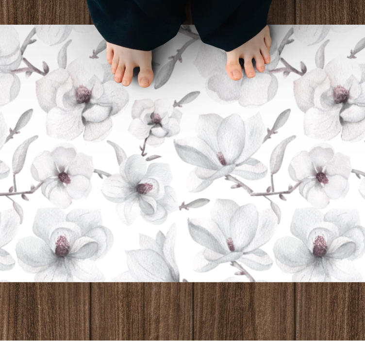 Soft grey Concept floral vinyl rug - TenStickers