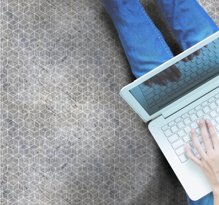 Geometric cement vinyl rug for home office - TenStickers