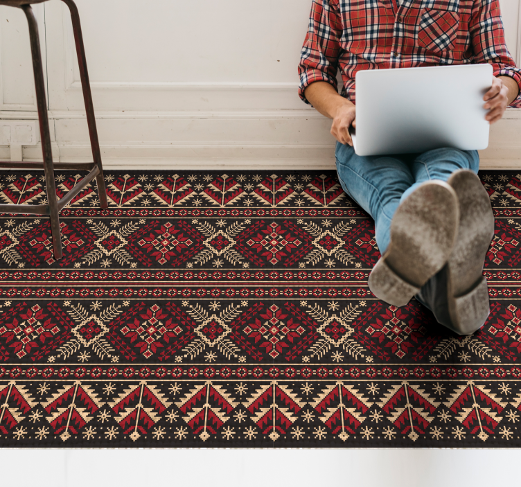 Winter geometric elements ethnic vinyl rug - TenStickers