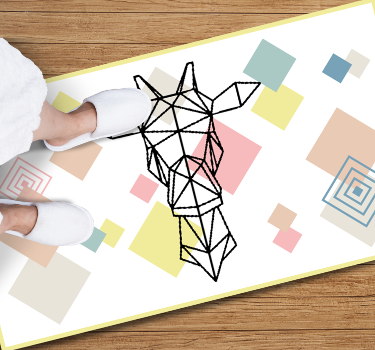 Abstract origami giraffe teen vinyl rug - TenStickers