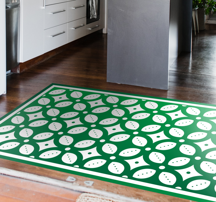 Geometric leaf motif kitchen vinyl rug - TenStickers