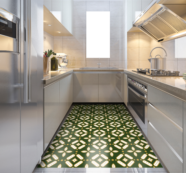 Geometric Ornamentation kitchen vinyl rug - TenStickers