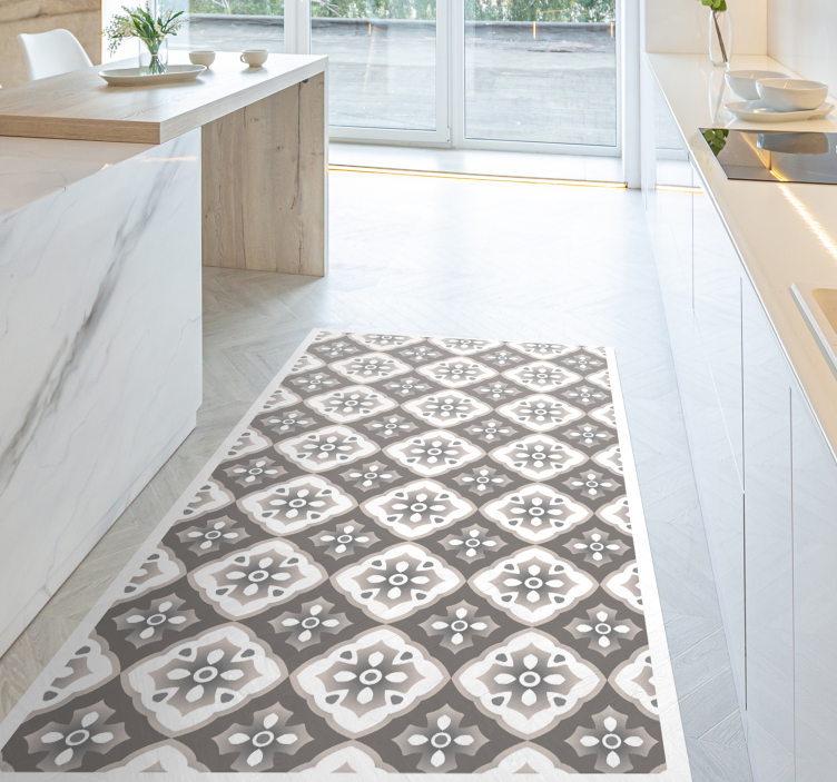 Geometric patterned tiles kitchen vinyl rug - TenStickers