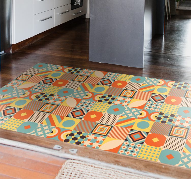 Geometric vinyl rug vibrant tile design - TenStickers