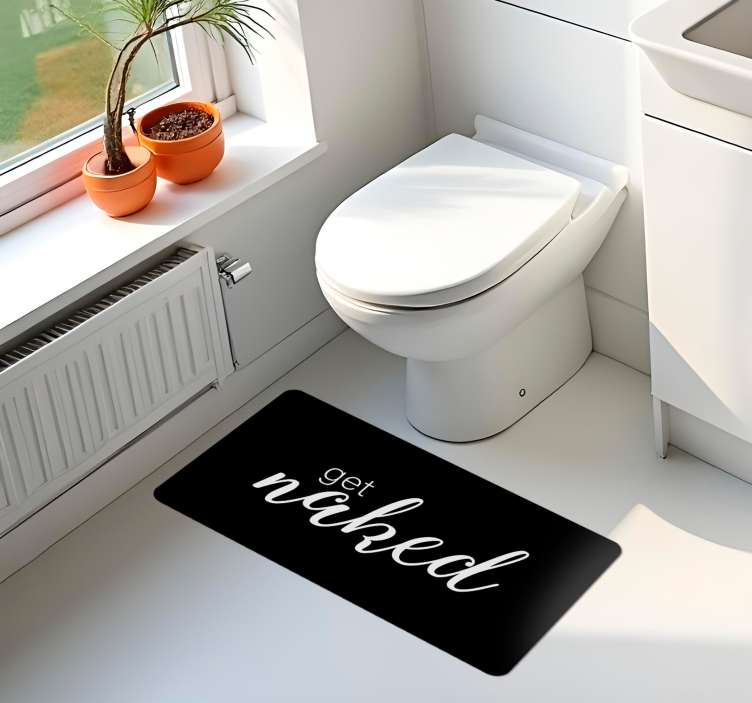 "Get naked" text bathroom vinyl rug - TenStickers