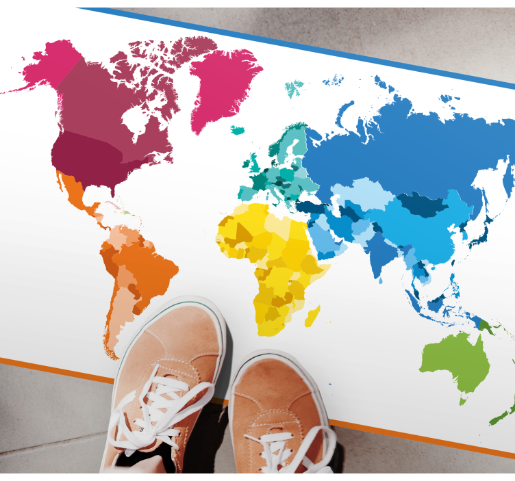World Map Hues world map vinyl rug - TenStickers